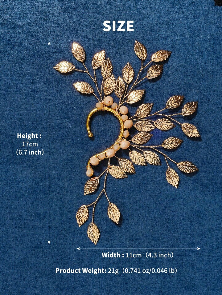 LEFT ear metal leaf cuff