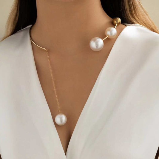 Pearl metal cuff choker