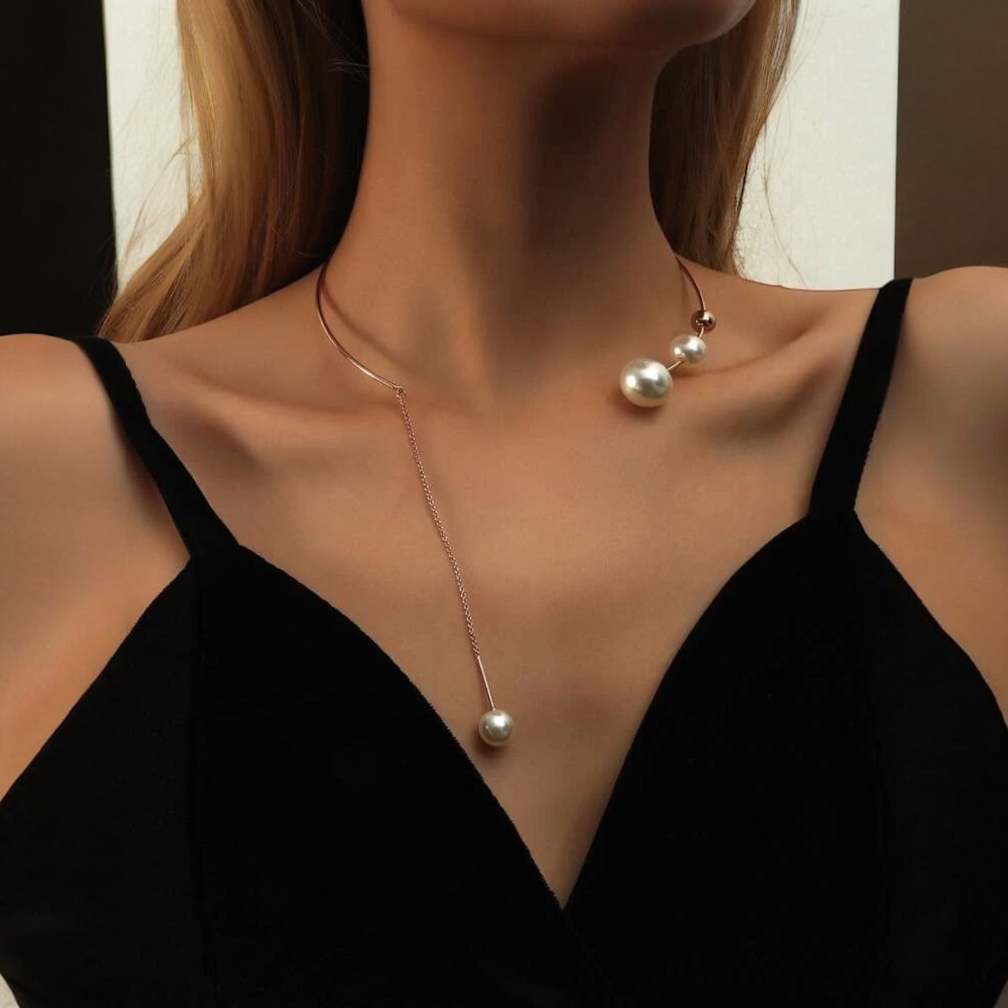 Pearl metal cuff choker