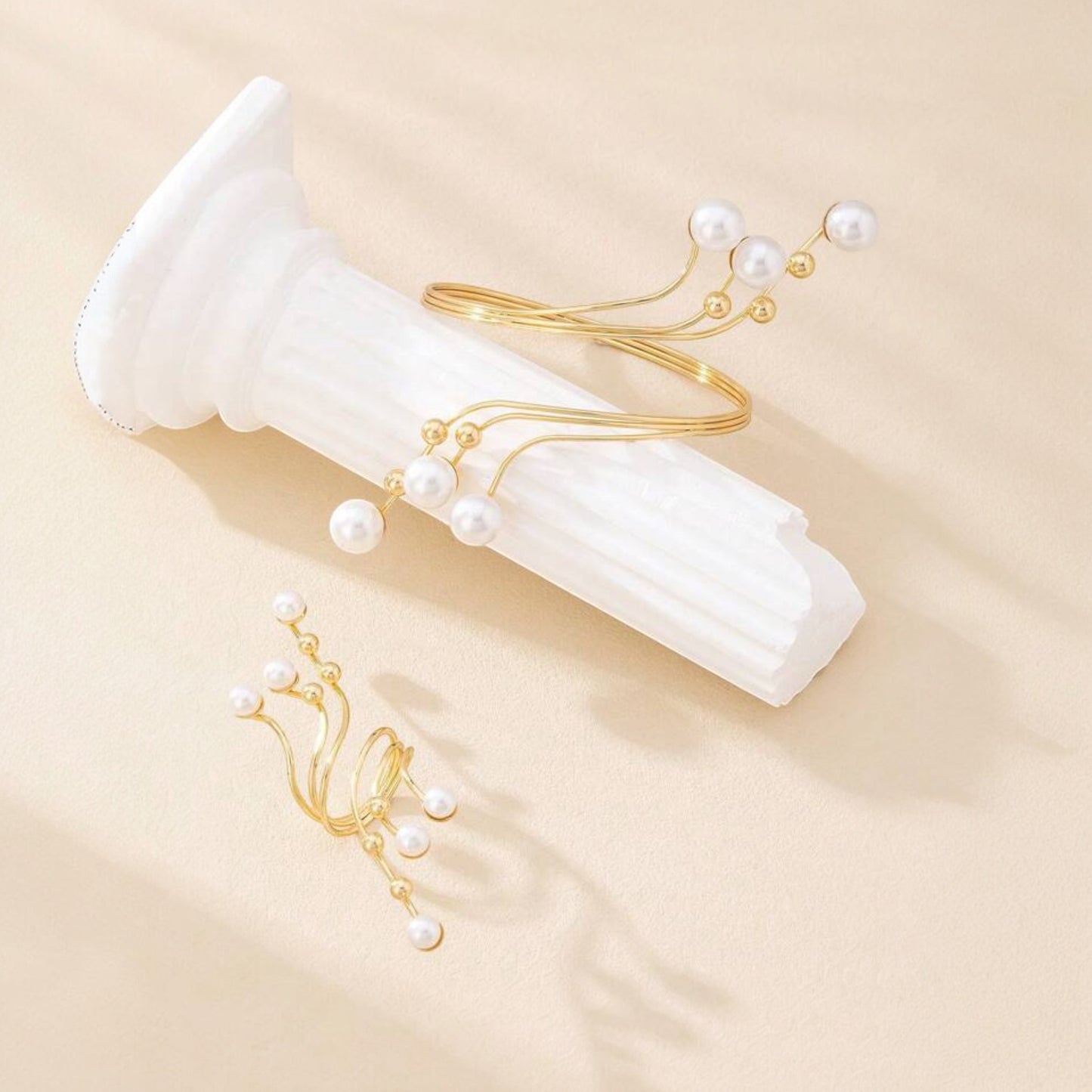 Trendy Pearl set (ring & bracelet )