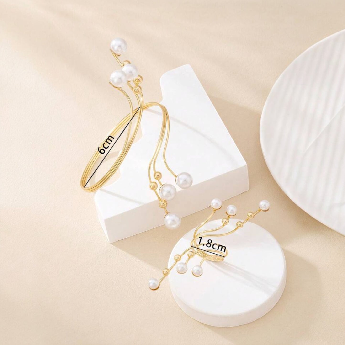 Trendy Pearl set (ring & bracelet )