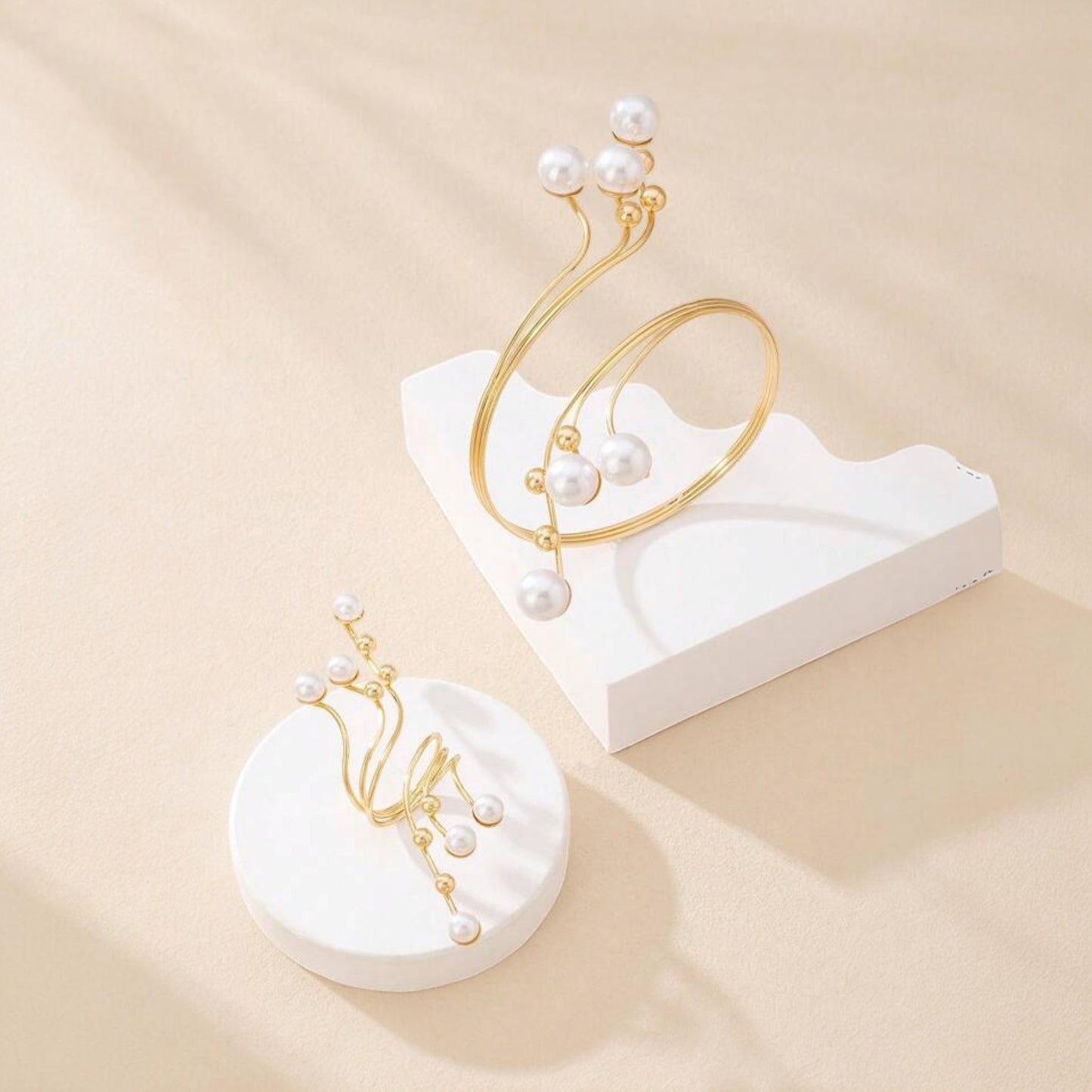 Trendy Pearl set (ring & bracelet )