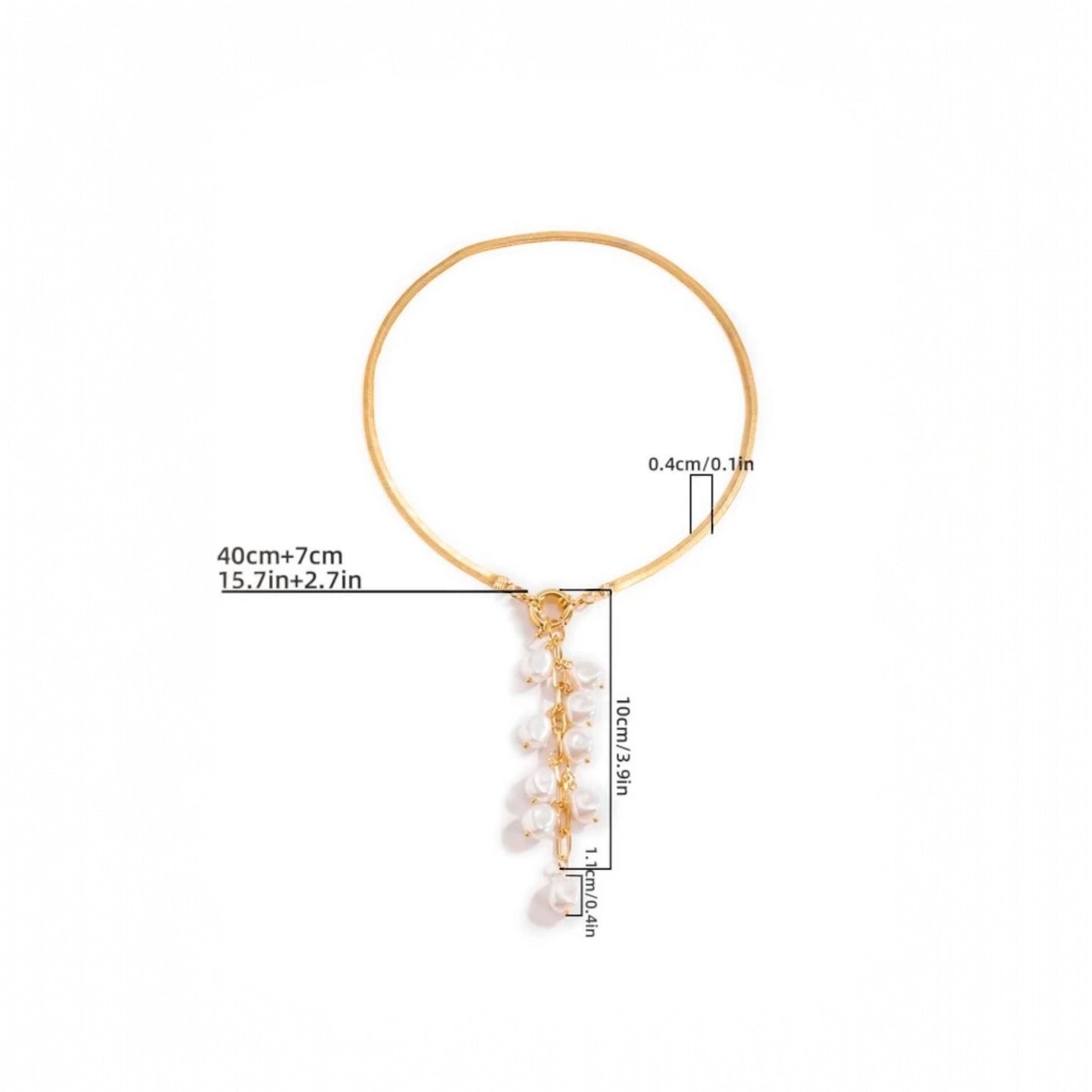 Faux pearl tassel charm y lariat necklace