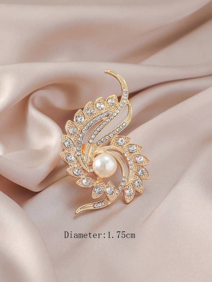 FRENCH fashion feather faux pearl  ring with rhinestone
