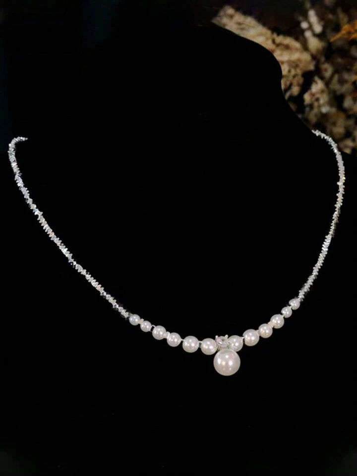 Round pearl necklace set
