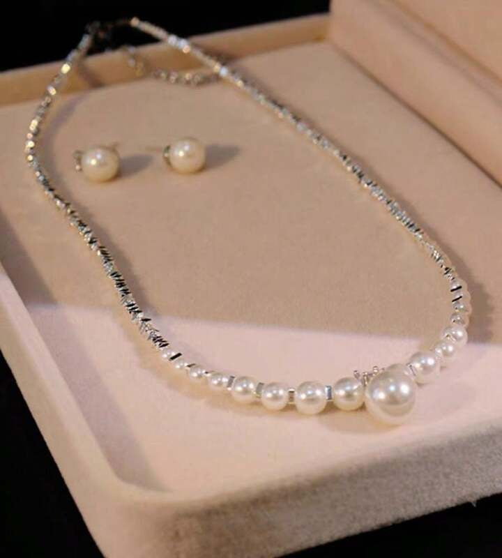 Round pearl necklace set