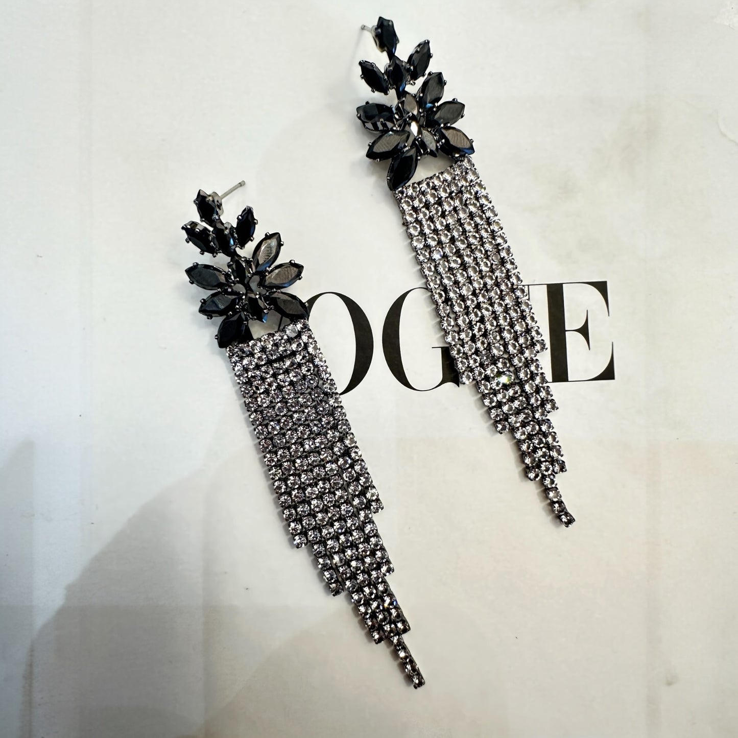 Black swarovski drop earring