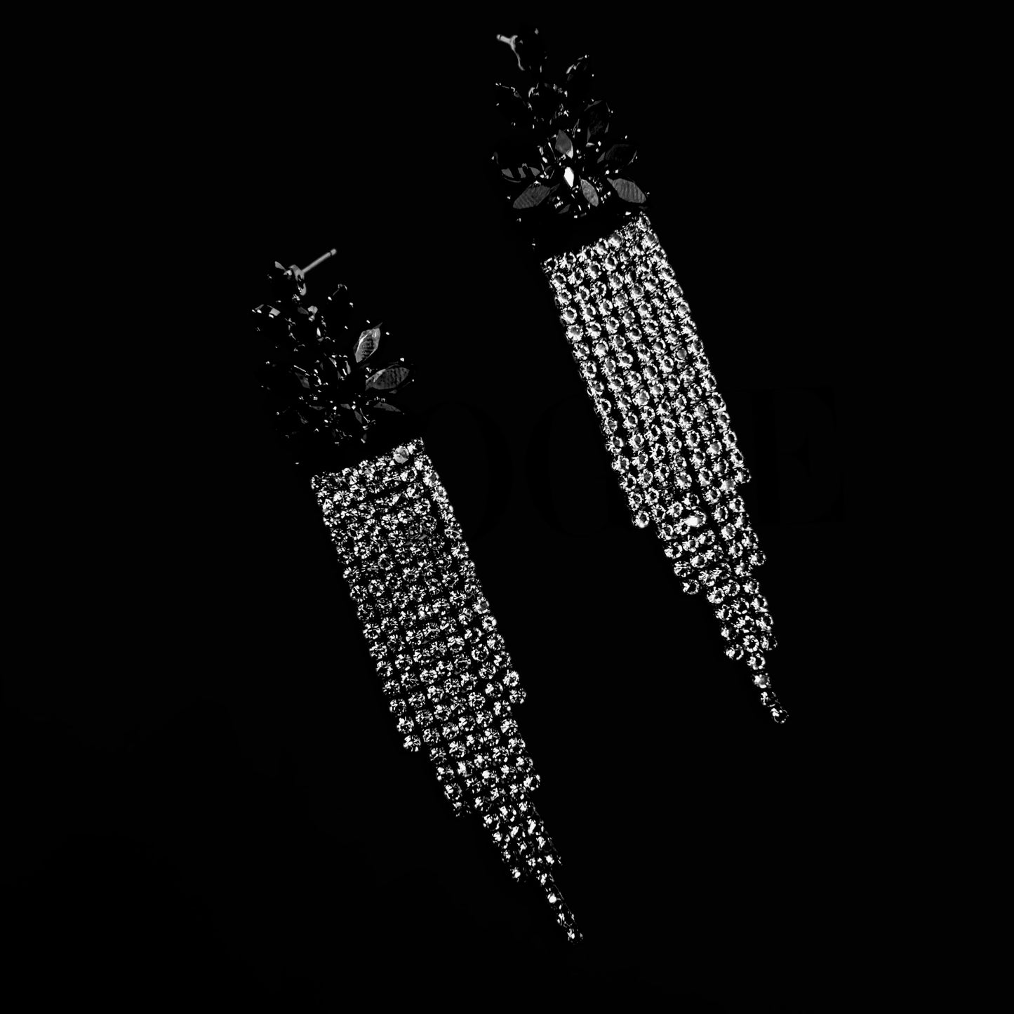 Black swarovski drop earring