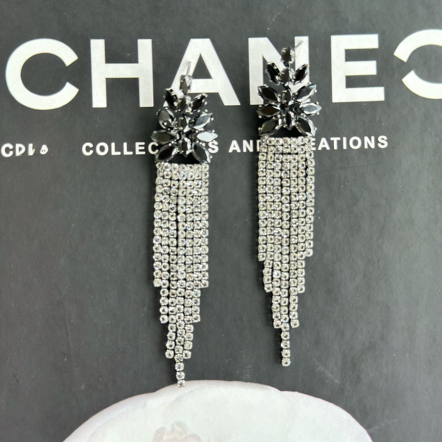 Black swarovski drop earring