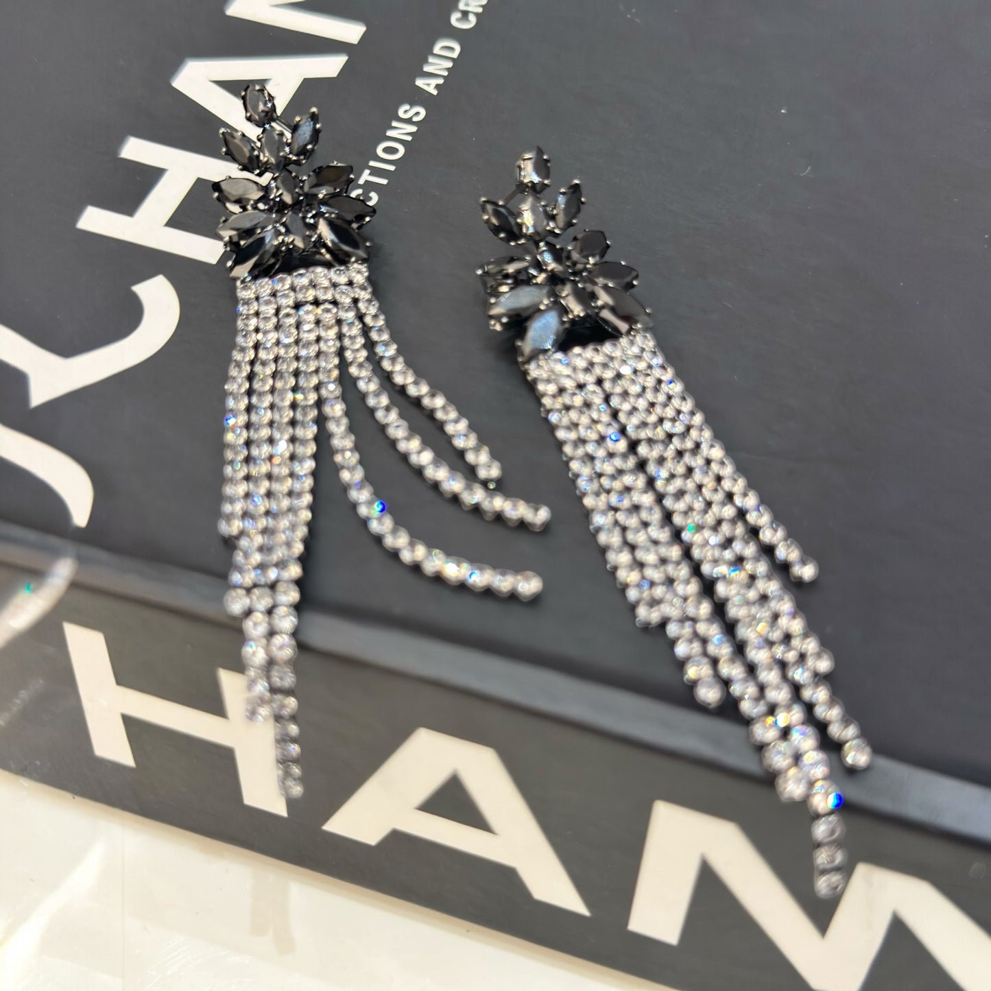 Black swarovski drop earring
