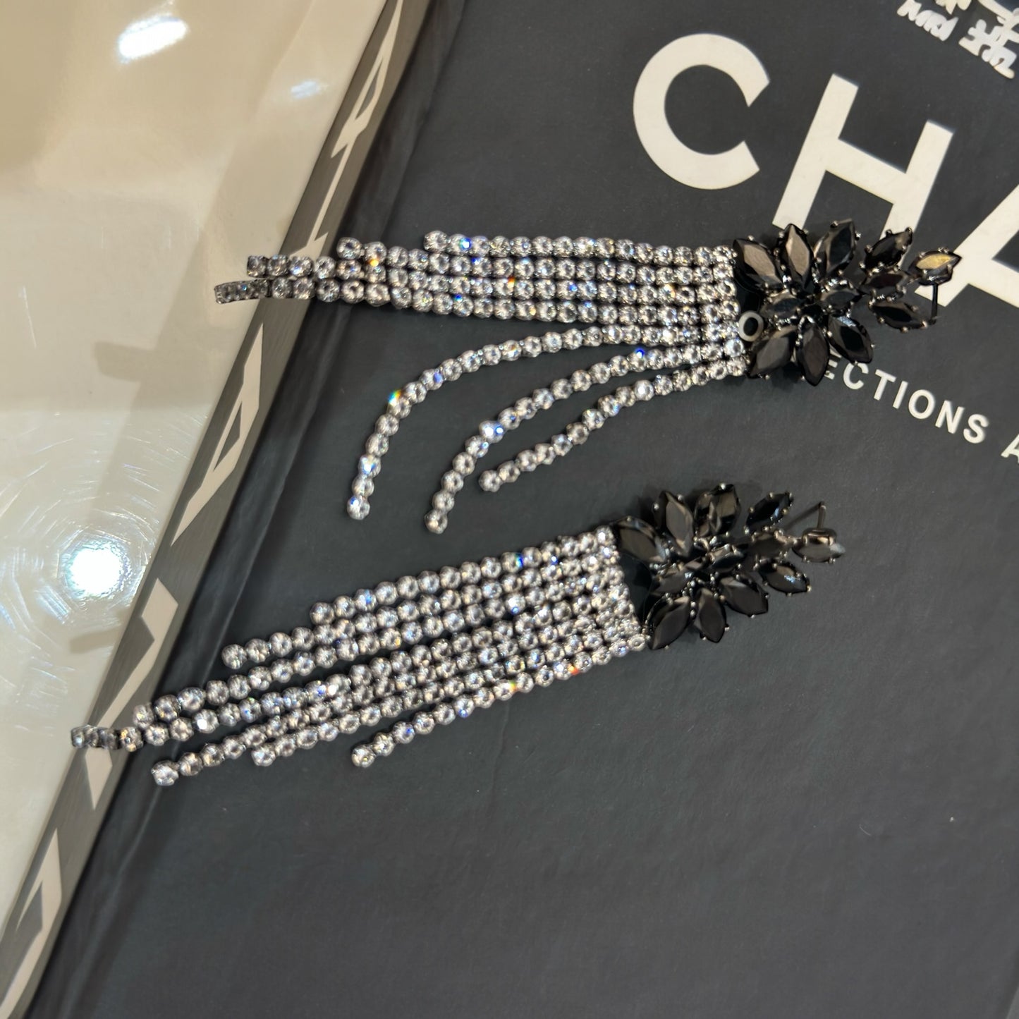 Black swarovski drop earring