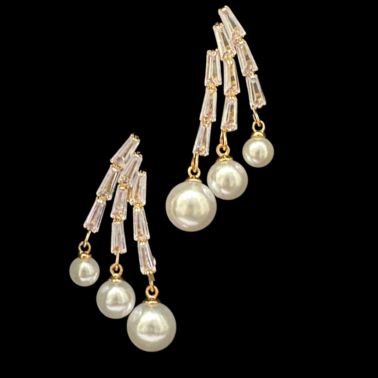 Zircon pearl hangings earrings