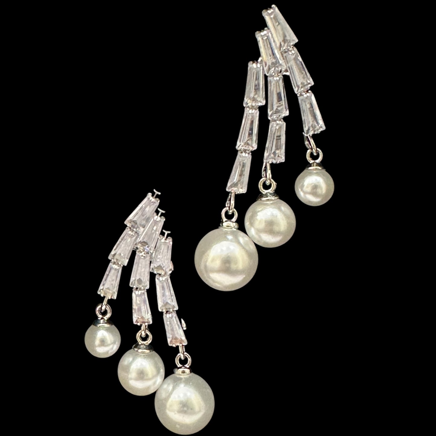 Zircon pearl hangings earrings