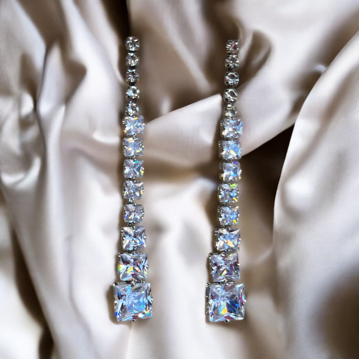 Square rhinestone earrings