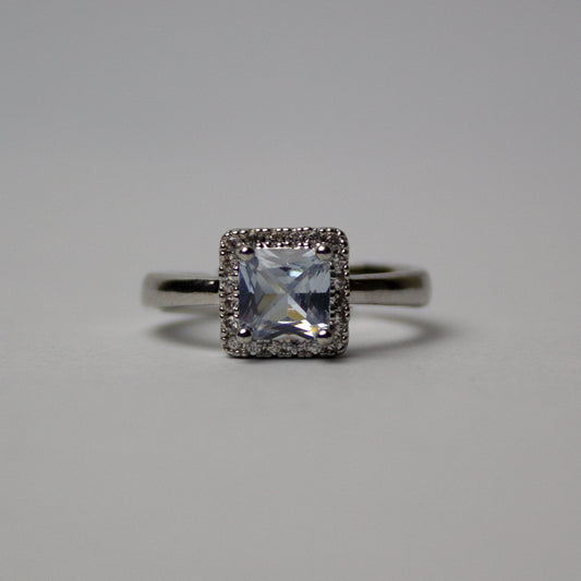 solitary square-cut gemstone ring